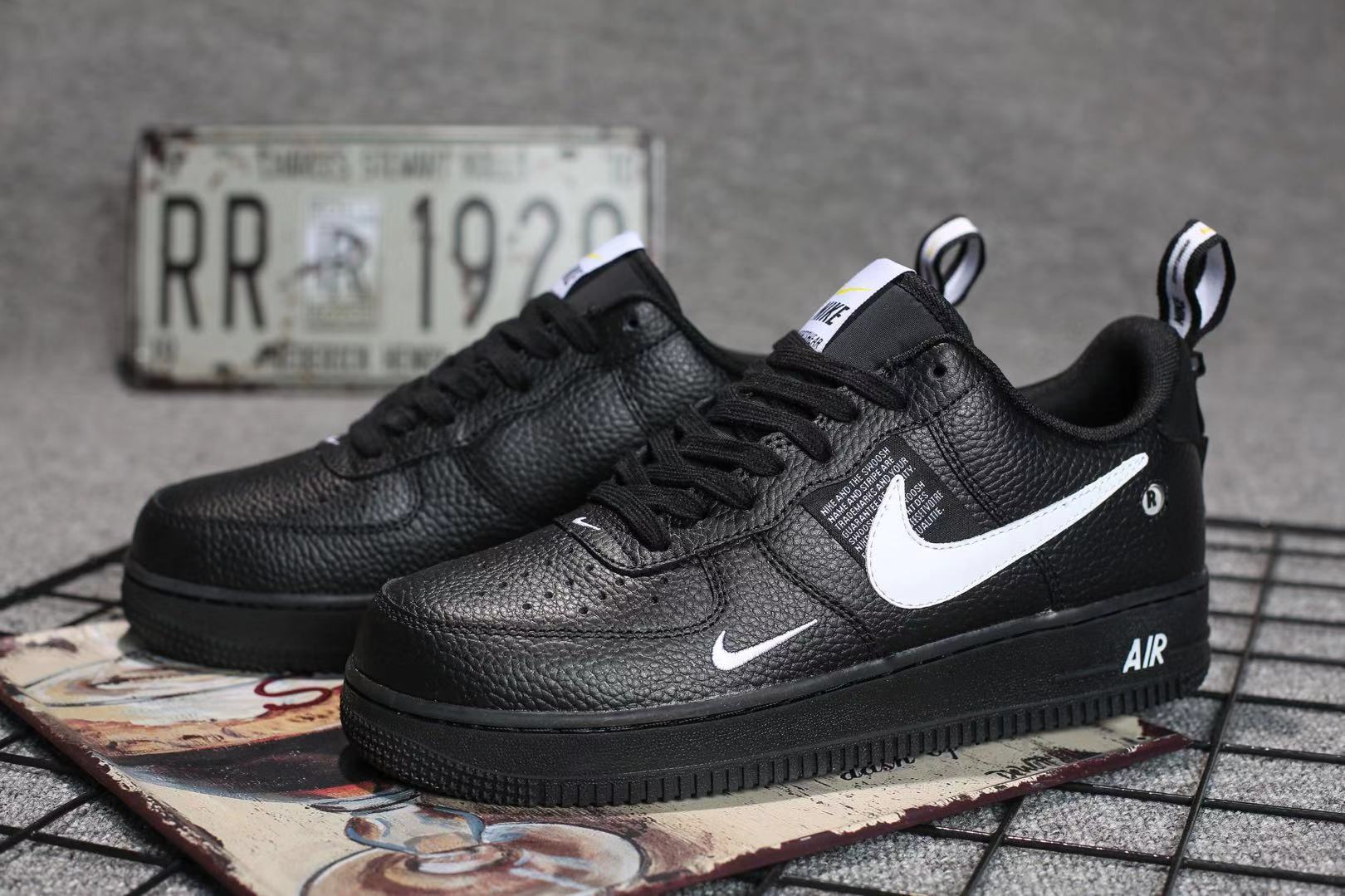 2019 Nike Air Force 1 '07 LV8 Utility Black White Shoes For Women
